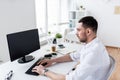 Businessman typing on computer keyboard at office Royalty Free Stock Photo