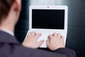 Businessman typing on his notebook Royalty Free Stock Photo