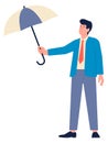 Businessman with umbrella. Business protection. Insurance concept