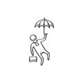 Sketch icon - Businessman umbrella