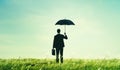 Businessman Umbrella Protection Risk Freedom Concept