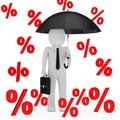 Businessman umbrella sale percent