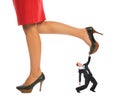 Businessman under Female legs collage Royalty Free Stock Photo