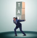 Businessman under heavy tax burden Royalty Free Stock Photo