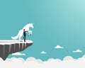 Businessman and unicorn on cliff Royalty Free Stock Photo
