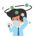 Businessman unwell and coughing wearing face mask Covid-19 Coronavirus concept