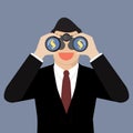 Businessman use binoculars looking for money Royalty Free Stock Photo