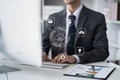 Businessman use the keyboard to access the cloud computing system , Storage and data transfer Cloud network, Cloud technology. Royalty Free Stock Photo