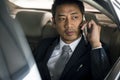 Businessman Use Mobile Talk Car