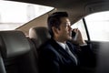 Businessman Use Mobile Talk Car