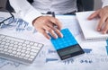 Businessman using calculator for analysis marketing plan. Business, Accounting Royalty Free Stock Photo