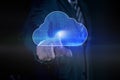 Businessman using Cloud computing technology concept. Cloud computing enables digital growth with secure data storage. big data, Royalty Free Stock Photo