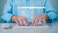 Businessman using computer secure encryption technology, cybersecurity privacy of data protection, security Internet access,