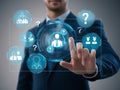 Businessman using digital interface for hr management and decision making Royalty Free Stock Photo