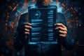 Businessman using digital virtual checklist a modern approach to technology and documentation