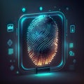 Businessman using a fingerprint scan. 3d Cyber security fingerprint scan technology for data protection created by Generative Ai