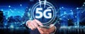 Businessman using 5G network interface 3D rendering Royalty Free Stock Photo