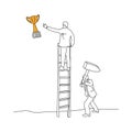 Businessman using hammer to hit the ladder of his friend vector Royalty Free Stock Photo