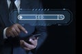 Businessman using smartphone with AI-powered SEO search engine optimization tool. Search Engine Optimization SEO Networking Royalty Free Stock Photo