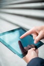 Businessman using a tablet touchscreen