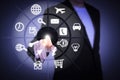 Businessman using technology digital connect of the network concept