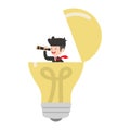 Businessman using a telescope with light bulb Idea concept Royalty Free Stock Photo