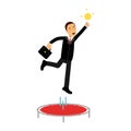 Businessman using a trampoline trying to catch an idea Illustration Royalty Free Stock Photo