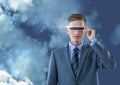 Businessman using virtual reality headset Royalty Free Stock Photo