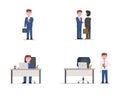Businessman various poses in workplace
