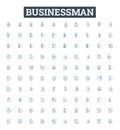 Businessman vector line icons set. Entrepreneur, Executive, CEO, Manager, Broker, Director, Investor illustration