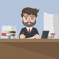 Businessman Very Tired For Work Color Illustration