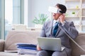 Businessman with virtual reality glasses in modern technology co Royalty Free Stock Photo