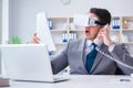 Businessman with virtual reality glasses in modern technology co Royalty Free Stock Photo