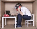 Businessman with virtual reality glasses talking on the phone Royalty Free Stock Photo