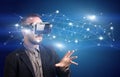 Businessman with virtual reality goggles