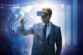 The businessman in virtual reality trading on stock market Royalty Free Stock Photo