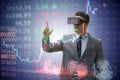 The businessman in virtual reality trading on stock market Royalty Free Stock Photo