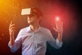 Businessman with VR goggles headset Royalty Free Stock Photo