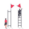 Businessman vs businesswoman on the career ladder Royalty Free Stock Photo