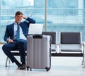 Businessman waiting at the airport for his plane in business cla Royalty Free Stock Photo