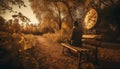 A businessman waiting on a bench, watching the sunset peacefully generated by AI Royalty Free Stock Photo