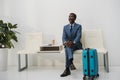 African american businessman waiting for departure