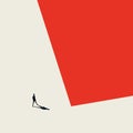 Businessman walking across empty space vector abstract background. Symbol of individualism, leadership, new opportunity