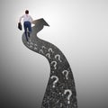 The businessman walking away on question footpath Royalty Free Stock Photo