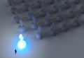 Businessman walking 3d light growing human