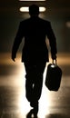 Businessman Walking with Suitcase in Airport or Station Royalty Free Stock Photo