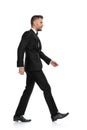 Businessman walking on his way, minding his own business