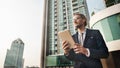 Businessman Walking Holding Table Concept