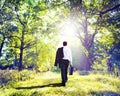 Businessman Walking Outdoors Ecological Nature Concept Royalty Free Stock Photo