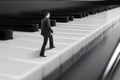 Businessman Walking On Piano Keys